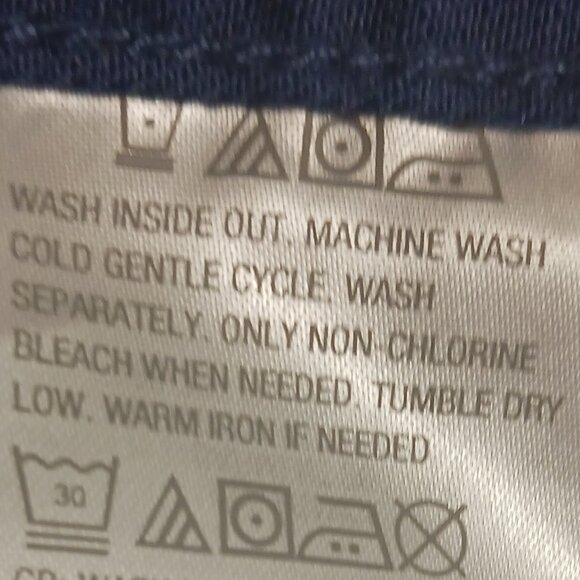 Kim Gravel, Belle, Medium Navy Denim Jacket with Gold Buttons and Frayed Trim - Picture 15 of 15